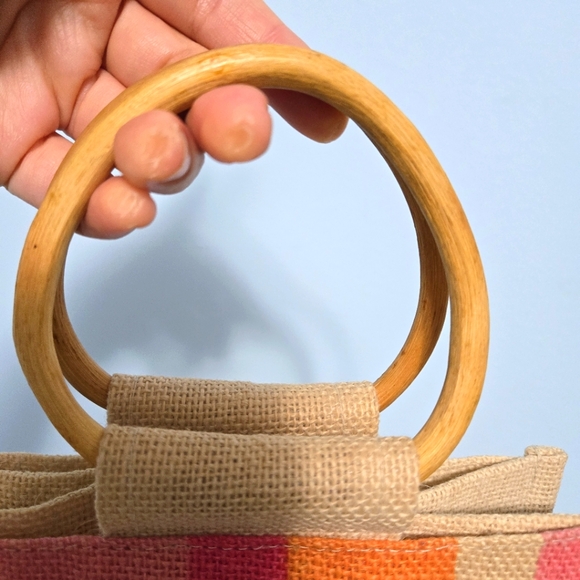 Pink Orange Burlap Bag - Picture 3 of 5